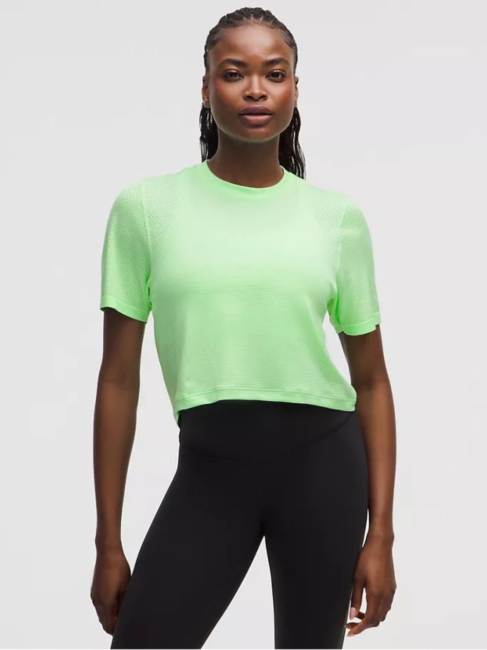 Lululemon Swiftly High-Low Cropped Short-Sleeve Shirt - Citra Lime, Size 8